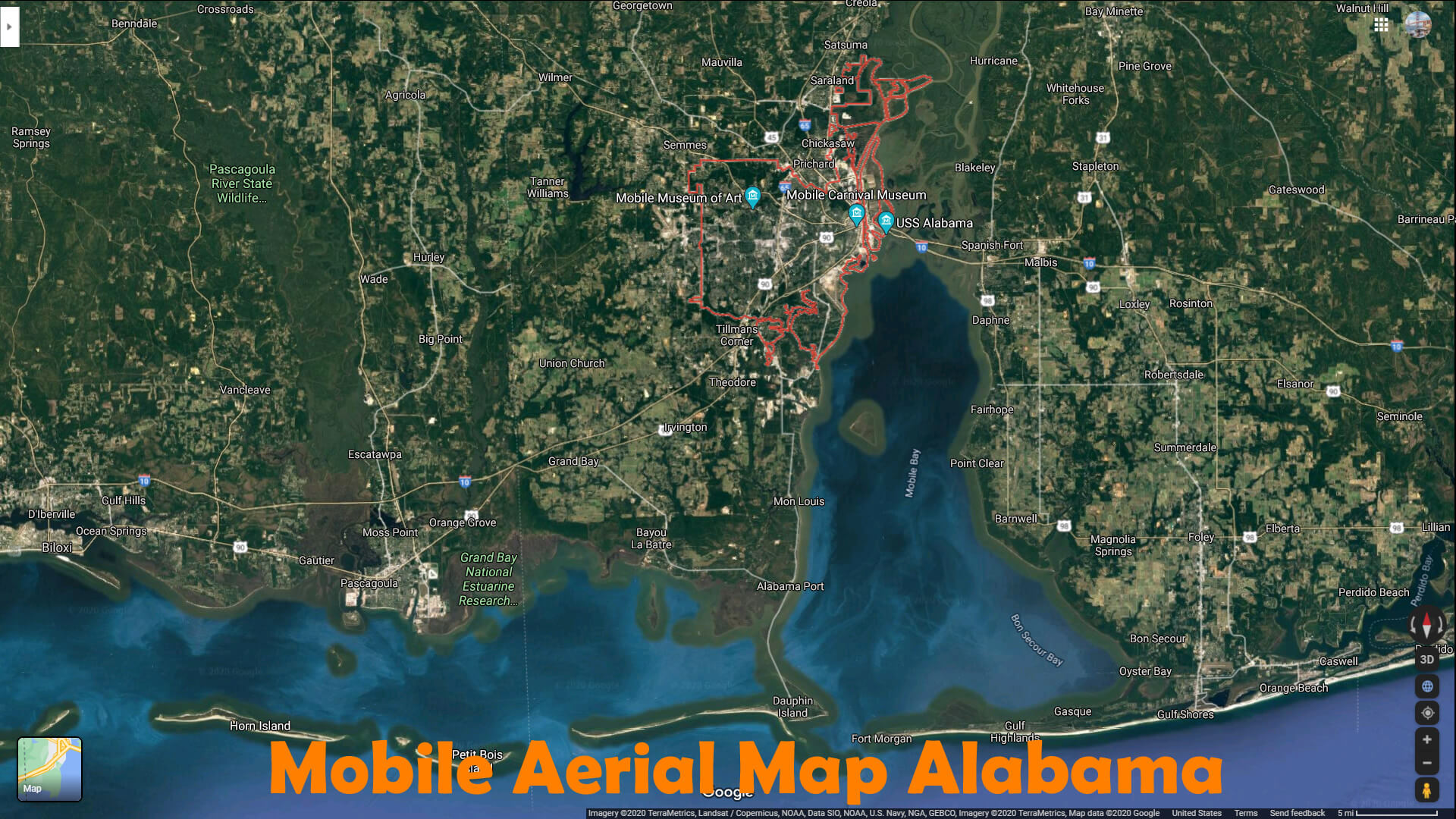 Mobile Aerial Map Alabama